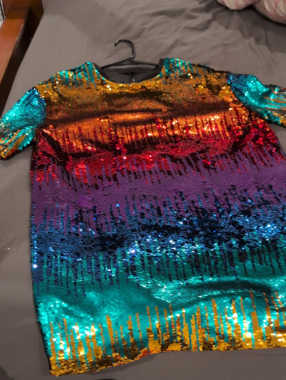 UGG Multicolor Sequin Mini Dress in Teal, Purple, Red & Gold